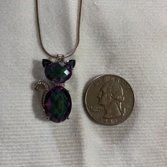 Purple/Blue SS 925 CAT Pendant w/16 inch SS chain - Picture 4 of 7